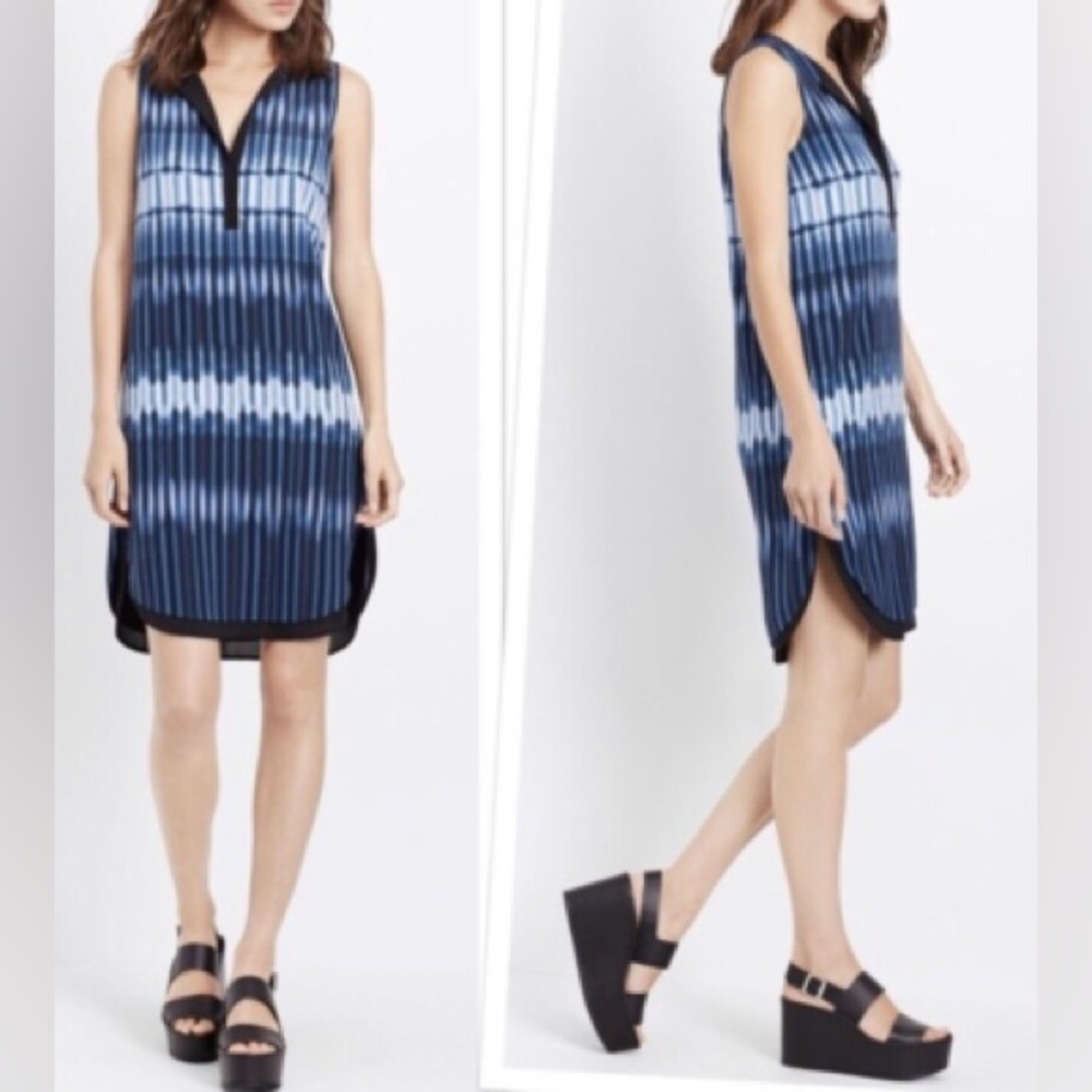 Vince Black & Blue Tie-Dye Style Silk Sleeveless Shift Dress Women’s Size XS